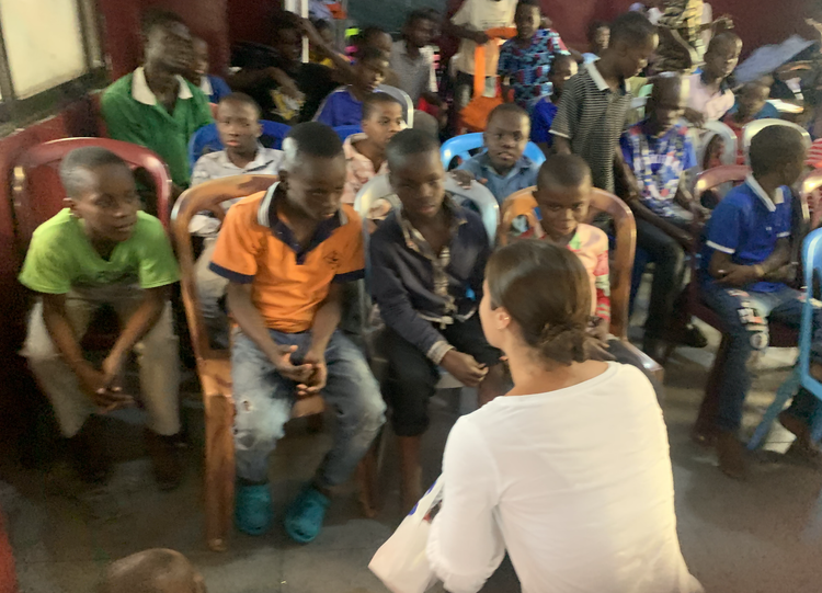 Children gathered at a partner program.